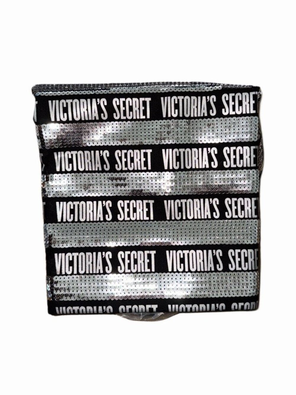 Victoria's Secret Black & Silver Sequin Large Tote Bag Nwt